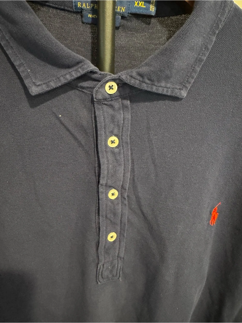Ralph Lauren Men's XXL Polo Featherweight Mesh Long Sleeve Shirt Navy Blue